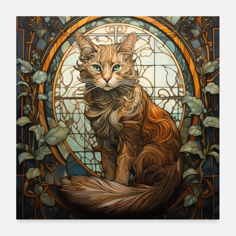 Chat, motif de chat, vintage, cadeau Poster 60 x 60 cm