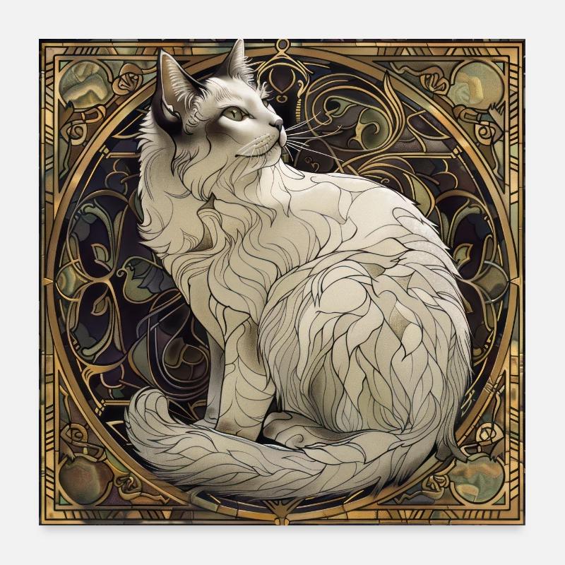 Chat, motif de chat, vintage, cadeau Poster 60 x 60 cm