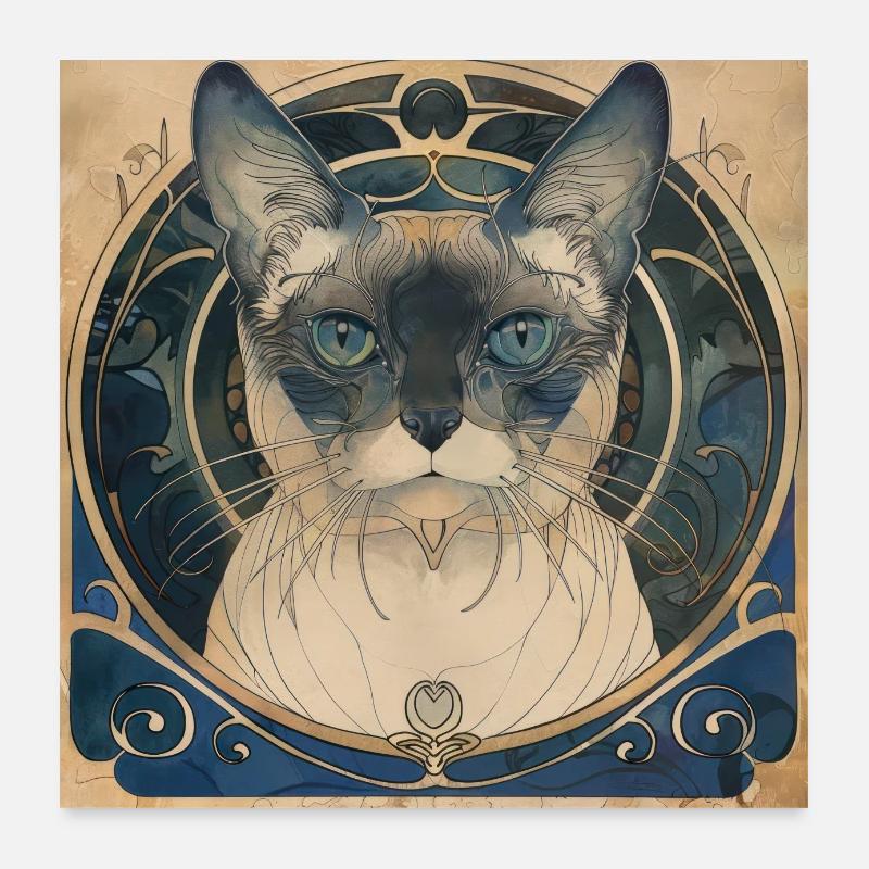 Chat, motif de chat, vintage, cadeau Poster 60 x 60 cm