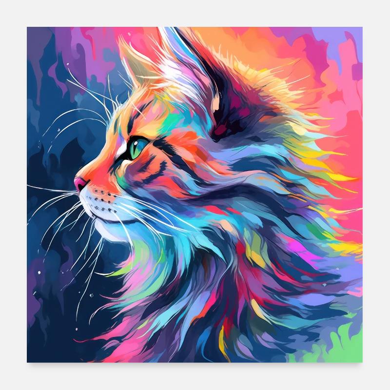 chat, motif de chat, anime, cadeau, idées cadeaux Poster 60 x 60 cm