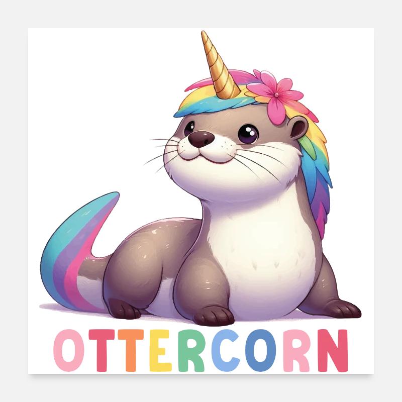 Otter Unicorn Poster 24" x 24" (60x60 cm)