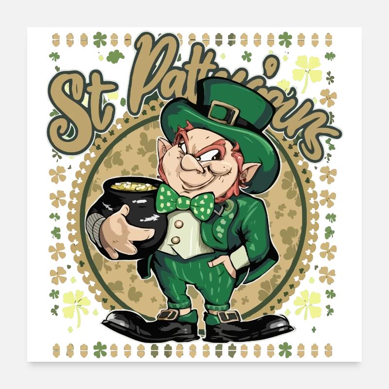 St- Patricks Day Funny Irish Leprechaun Costume Poster 24" x 24" (60x60 cm)