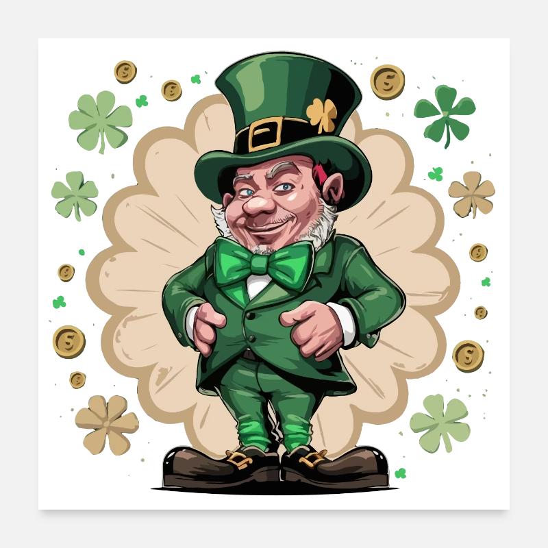 Funny Irish Leprechaun Bow Tie St Patricks Day Poster 24" x 24" (60x60 cm)