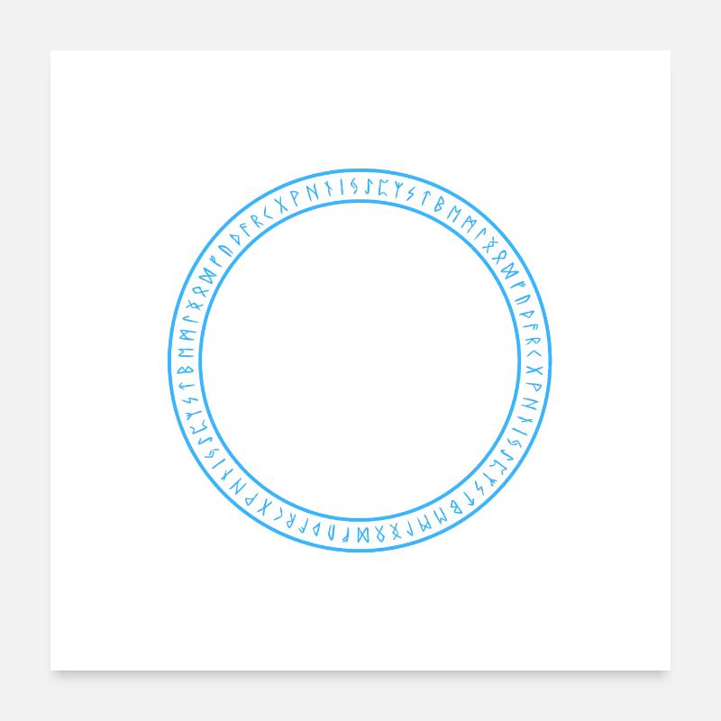 Cercle de runes vikings - Poster 60 x 60 cm - blanc