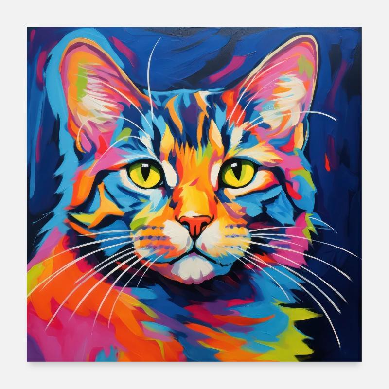 Katze, katzenmotiv, bunt, geschenk, geschenkideen Poster 60x60 cm
