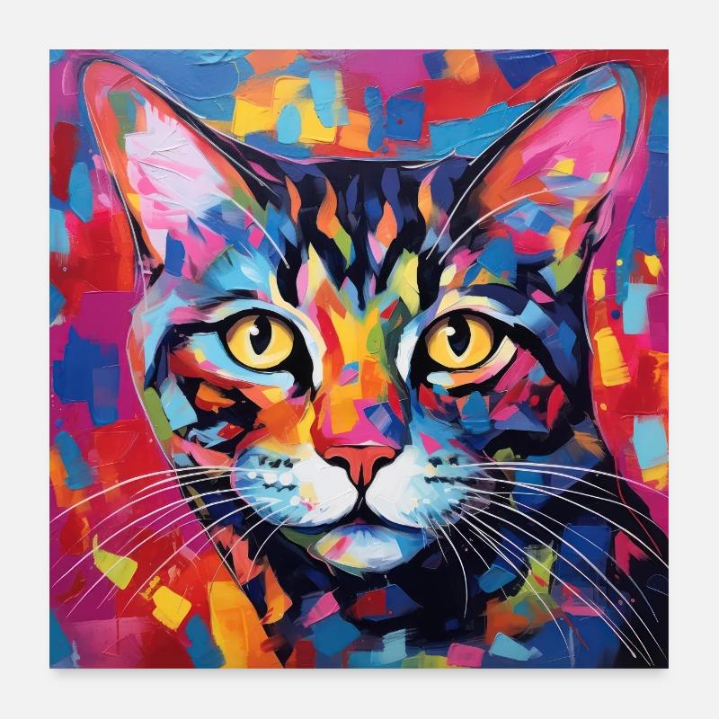 Katze, katzenmotiv, popart, geschenk, geschenkidee Poster 60x60 cm