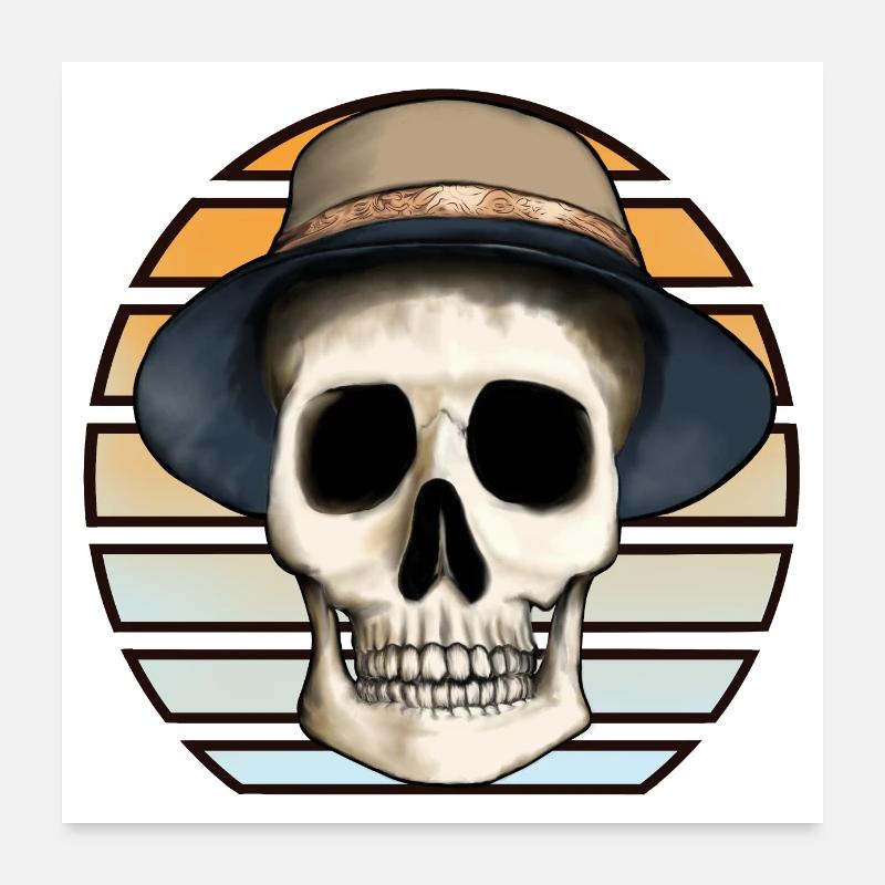 Skull with Hat Poster 24" x 24" (60x60 cm)