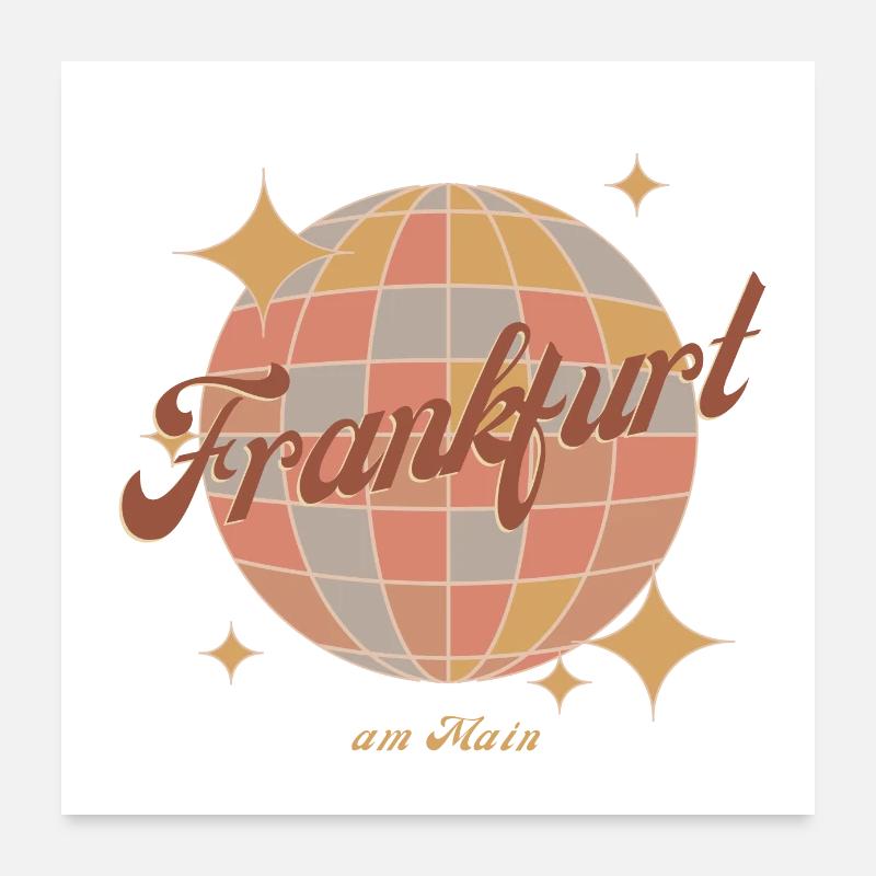 Frankfurt am Main Retro Vintage Design Diskokugel Poster 60x60 cm