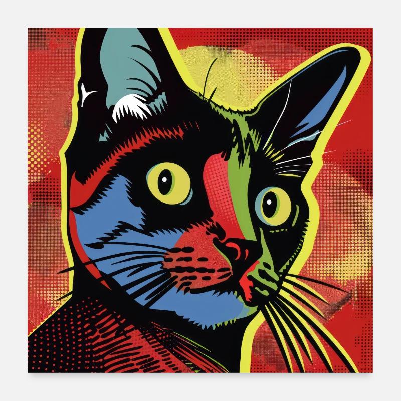 Cat, cat motif, comic Poster 24" x 24" (60x60 cm)