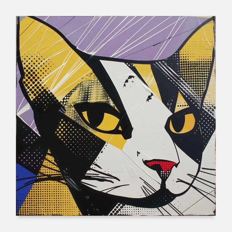 chat, motif de chat, bande dessinée, cadeau, idées cadeaux Poster 60 x 60 cm