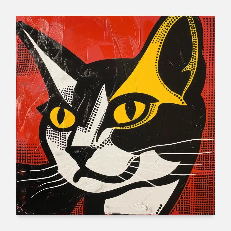 chat, motif de chat, bande dessinée, cadeau, idées cadeaux Poster 60 x 60 cm