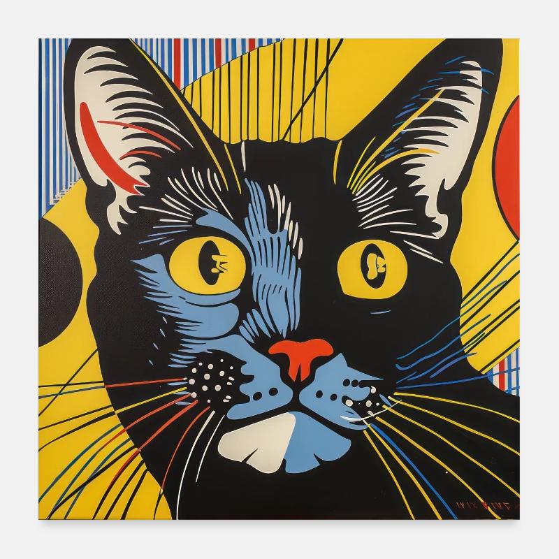 Katze, katzenmotiv, comic Poster 60x60 cm