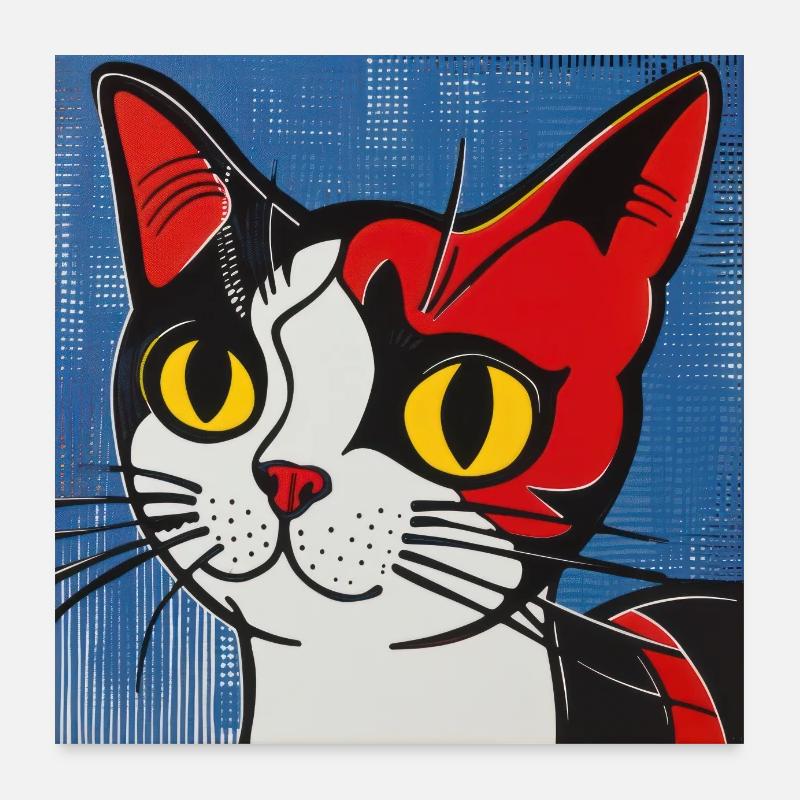 Katze, katzenmotiv, comic Poster 60x60 cm