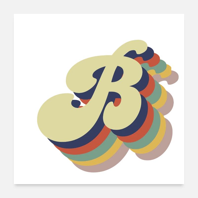 Lettre B rétro Poster 60 x 60 cm