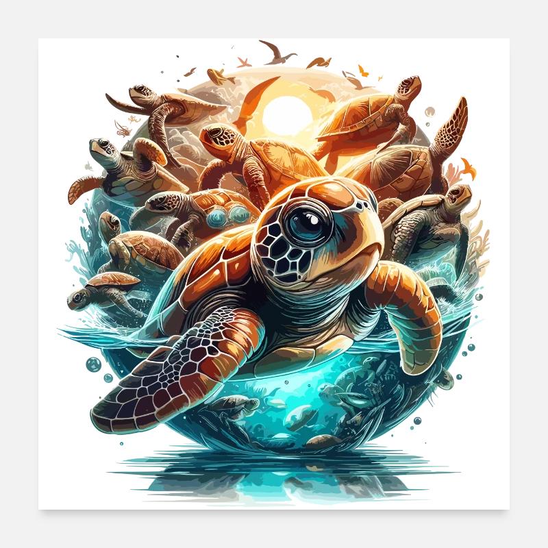 Schildkröten Welt Wunder Schildkröte Geschenk Poster 60x60 cm