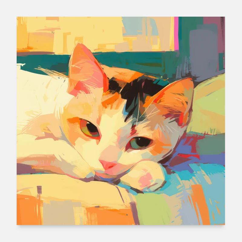 Chat, Motif De Chat Poster 60 x 60 cm