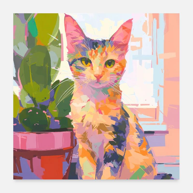 Cat, Cat Motif Poster 24" x 24" (60x60 cm)