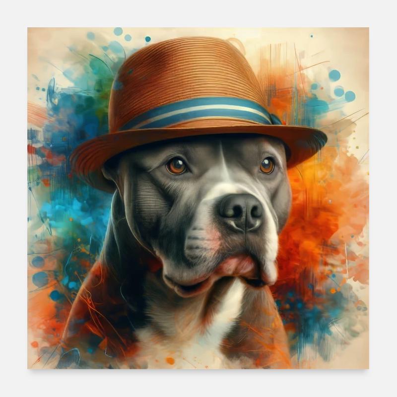 Pitbull Splash Kunst Poster 60x60 cm