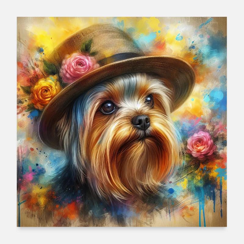 Yorkshire Terrier Splash Art Poster 60 x 60 cm
