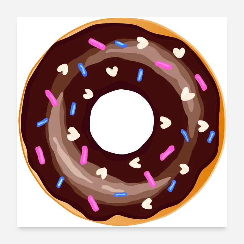 Donut Drawing Dessert Donuts Cake Pastry 115 Poster 24" x 24" (60x60 cm)