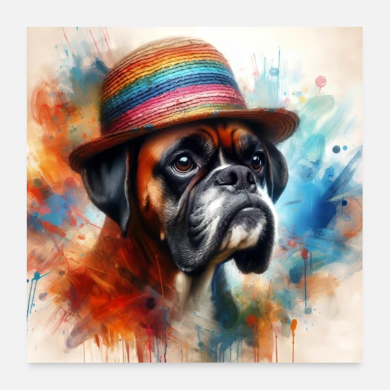 Boxer chien Splash Art Poster 60 x 60 cm