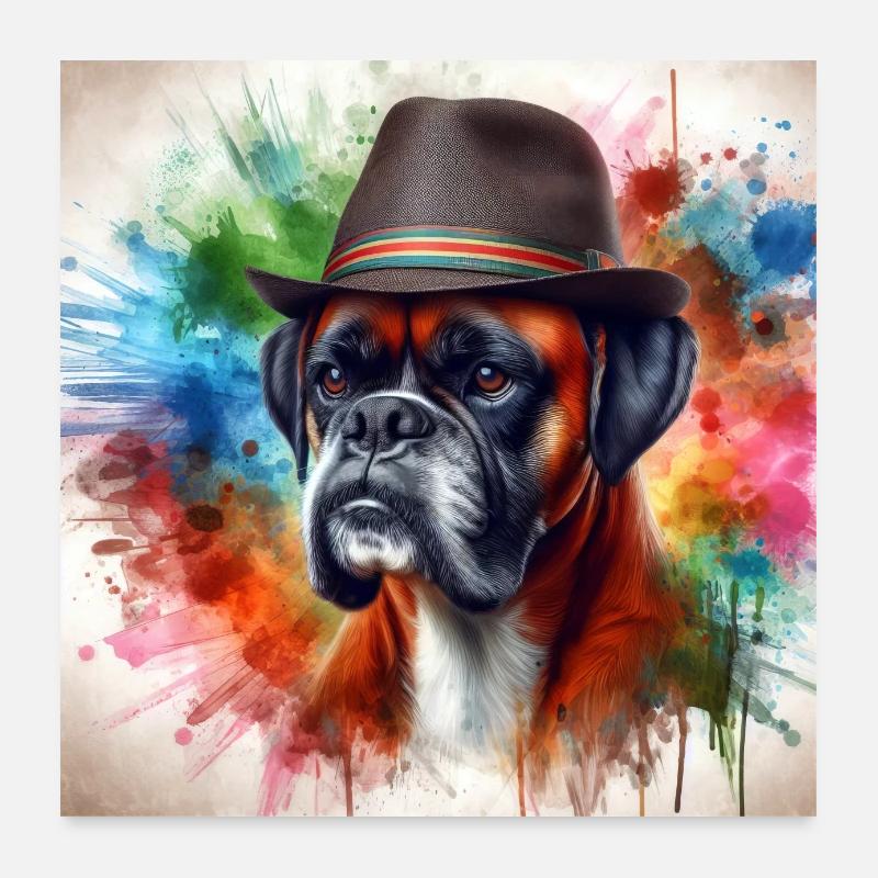 Boxer-Rasse Splash Art Poster 60x60 cm