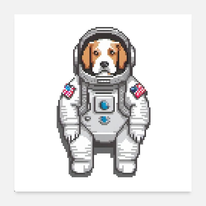 Cadet canin cosmique : l’odyssée de l’espace d’un chiot pixel Poster 60 x 60 cm