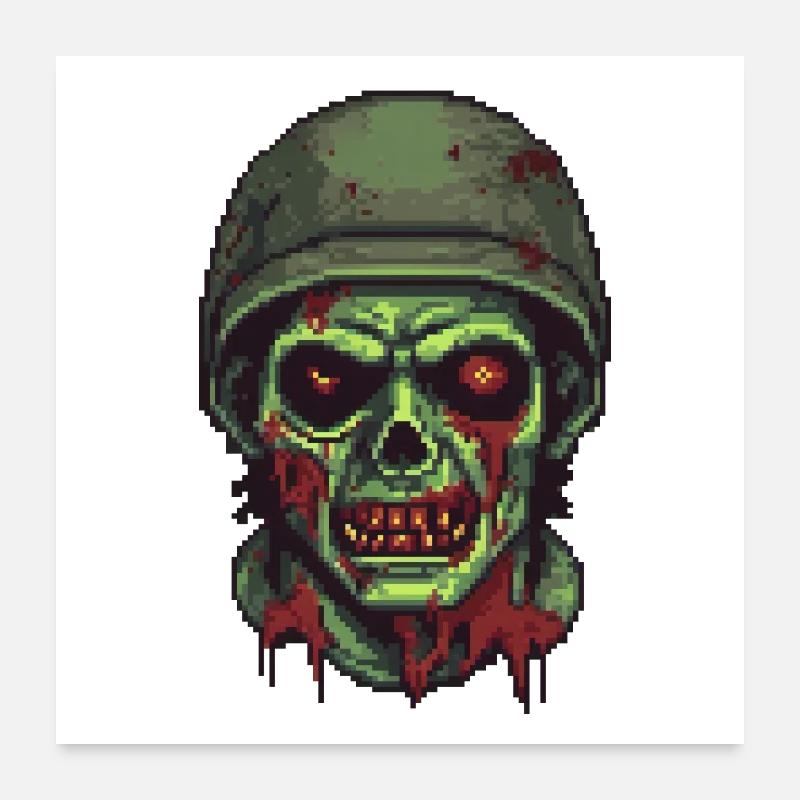Zombie Soldier Pixel Poster 24" x 24" (60x60 cm)
