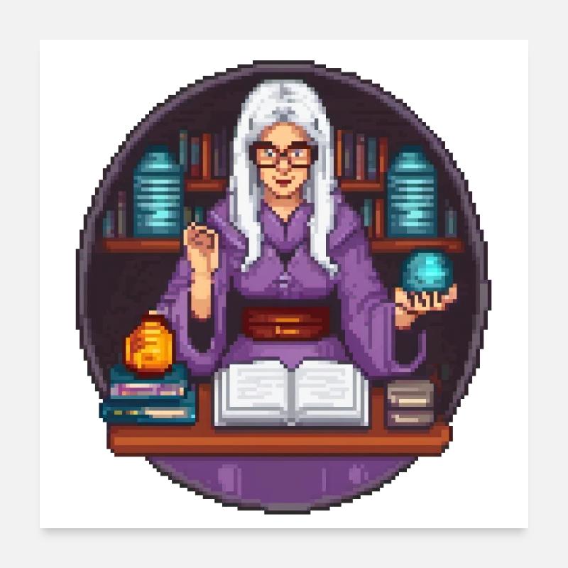 Pixel de bibliothécaire arcanique Poster 60 x 60 cm
