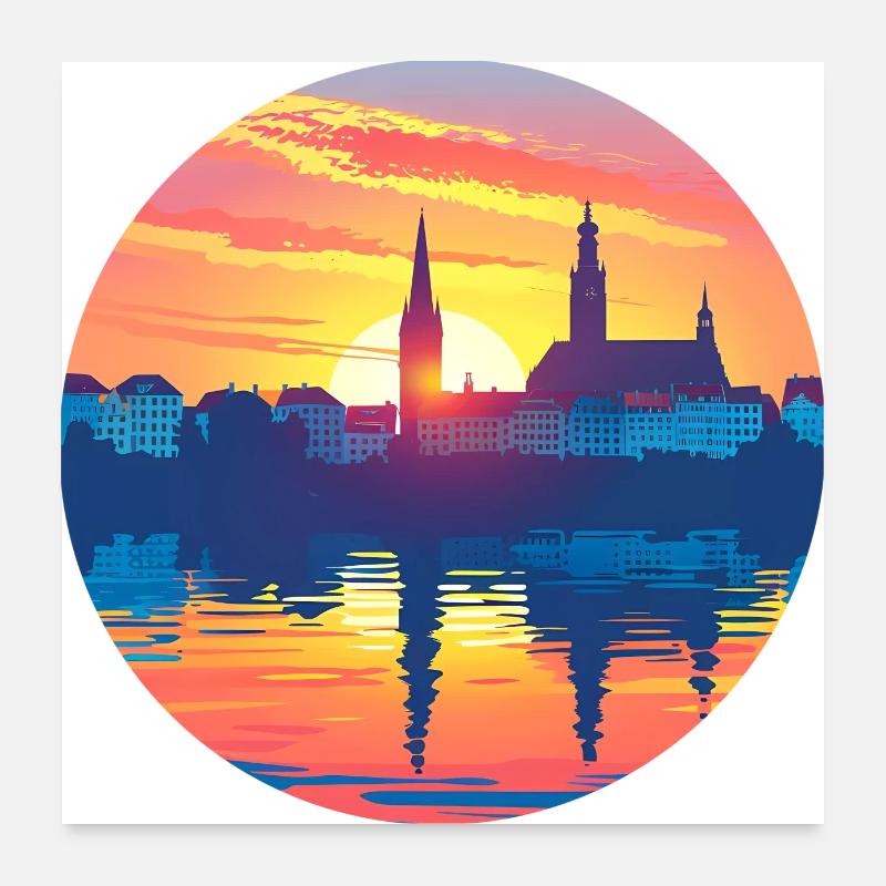 Esslingen Skyline Poster 60x60 cm