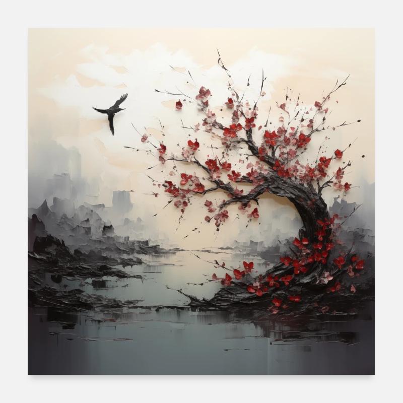 Deko Art Tree - Poster 60x60 cm - Weiß