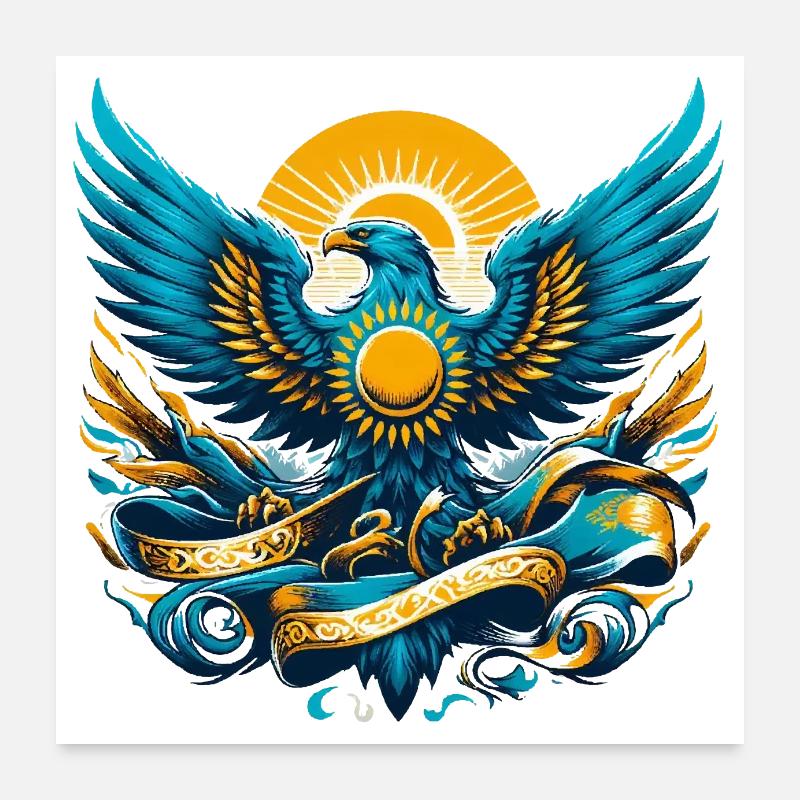 Kazakhstan Aigle Drapeau Drapeau Cadeau Dynamique Poster 60 x 60 cm