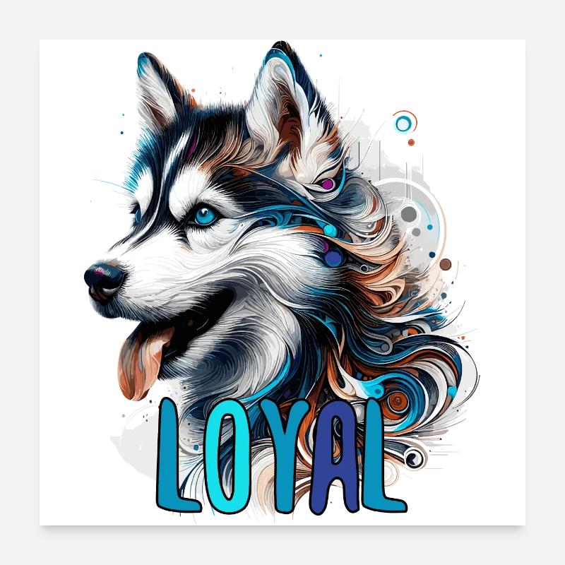 Husky Puppy Cute Loyal Dog Gift Poster 24" x 24" (60x60 cm)