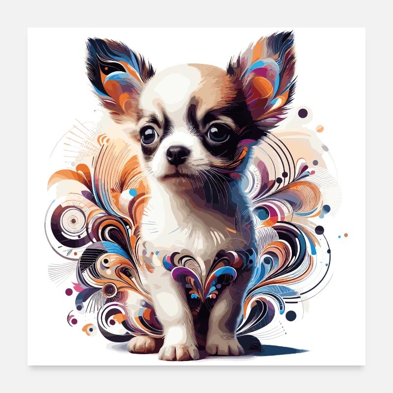 Chihuahua chiot mignon coloré graphique chien cadeau Poster 60 x 60 cm