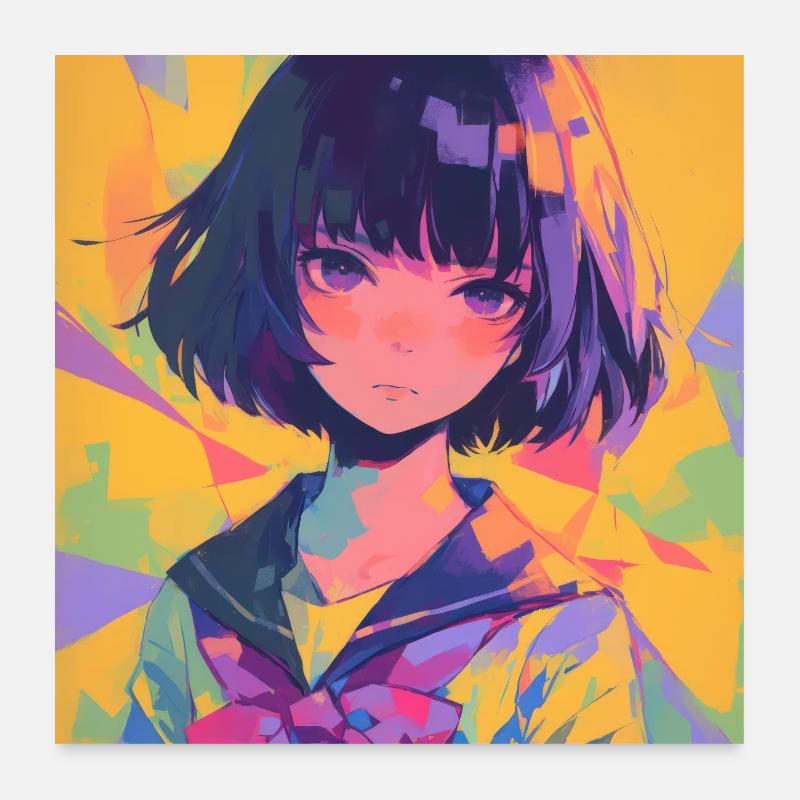 anime, schulmädchen, waifu, japan Poster 60x60 cm