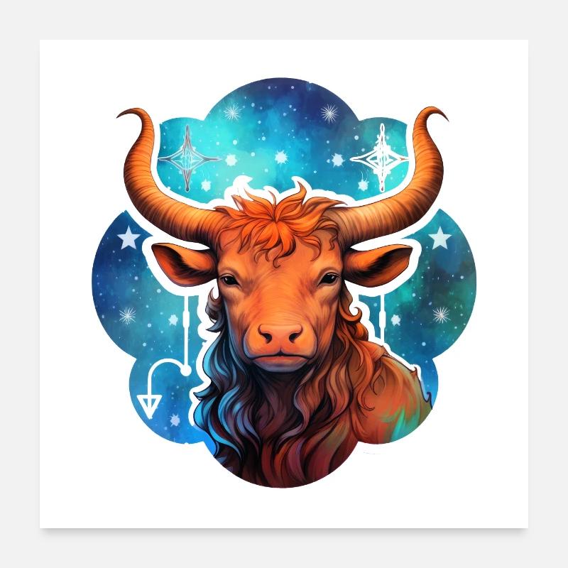 Taureau 2 art du zodiaque #tshirt Poster 60 x 60 cm
