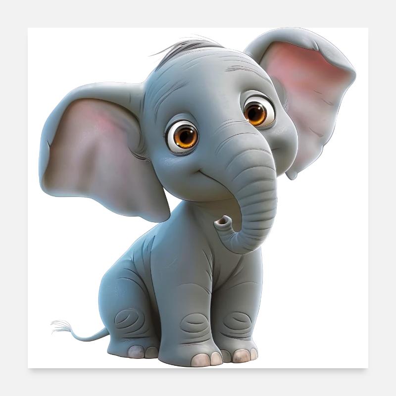 Drolliger kleiner Elefant Poster 60x60 cm