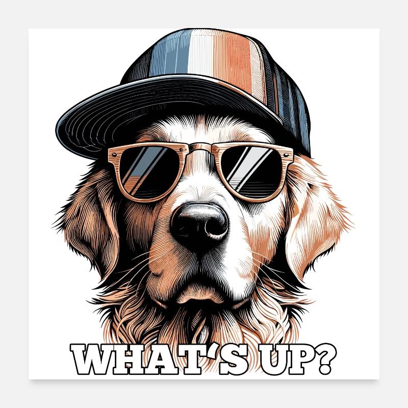 Was geht ab? Cooler Golden Retriever Geschenk Poster 60x60 cm