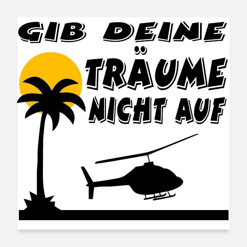 Hélicoptère - Poster 60 x 60 cm - blanc