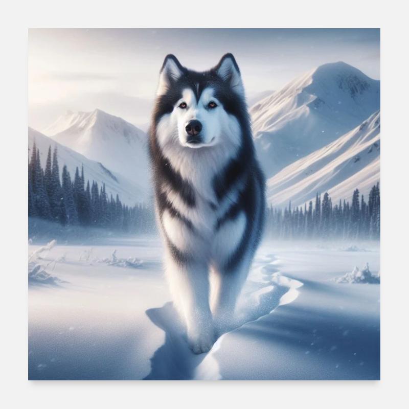 Schlittenhund Poster 60x60 cm