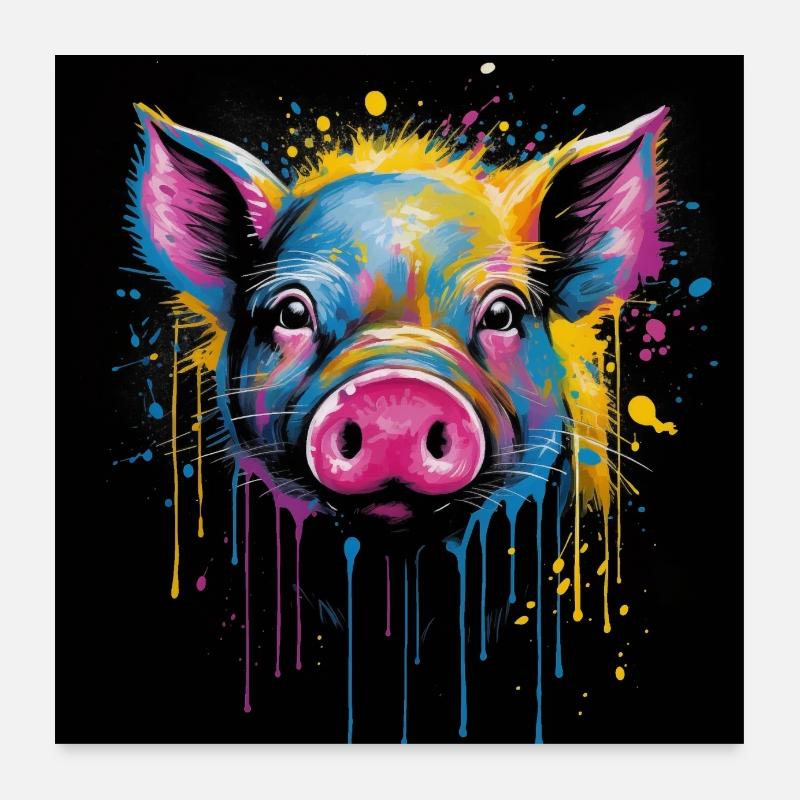Funny Piglet Poster 24" x 24" (60x60 cm)