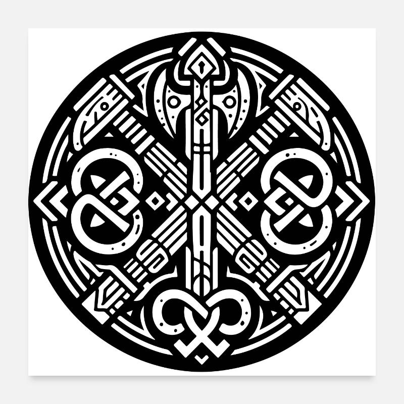 Ancient Viking Symbols Celtic Gaelic Poster 24" x 24" (60x60 cm)