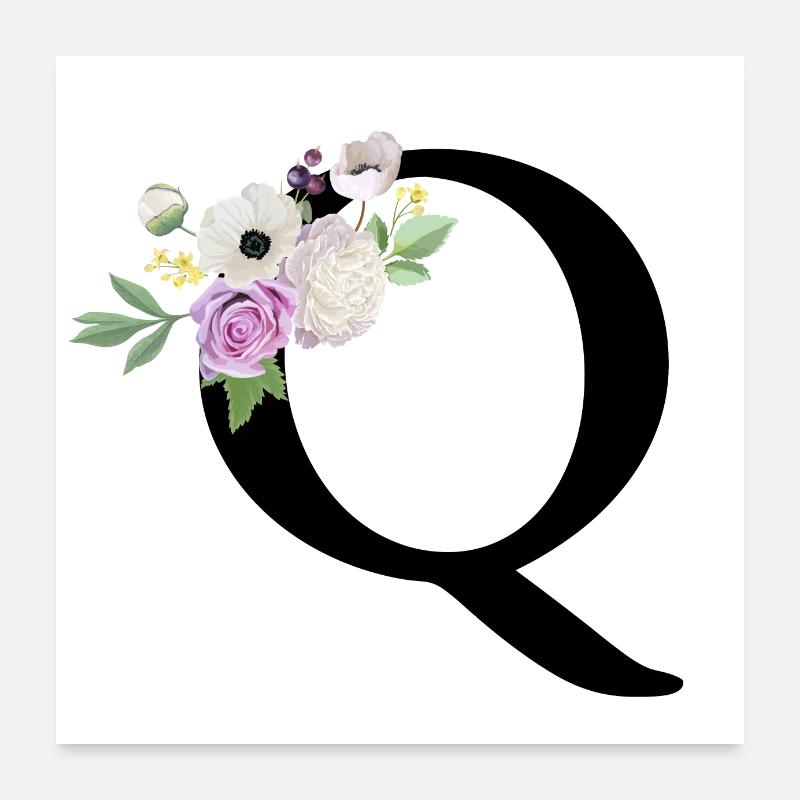 Lettre q floral violet Poster 60 x 60 cm