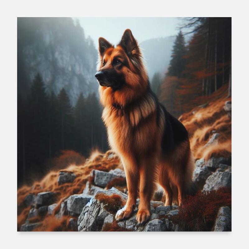 Deutscher Schäferhund Kunst Poster 60x60 cm