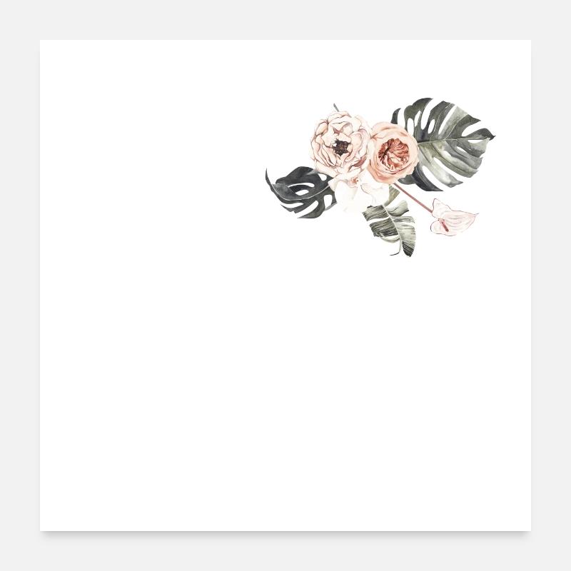 Tropischer Blumenbuchstabe Q Poster 60x60 cm
