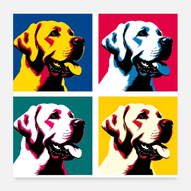 Pop Labrador Retriever chien Portrait - Portrait d’animal de compagnie Poster 60 x 60 cm