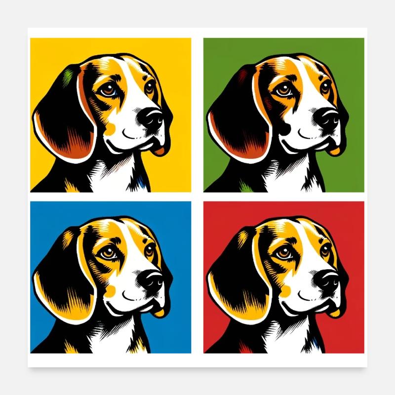 Portrait de chien Pop Beagle - Portrait d’animal de compagnie Poster 60 x 60 cm