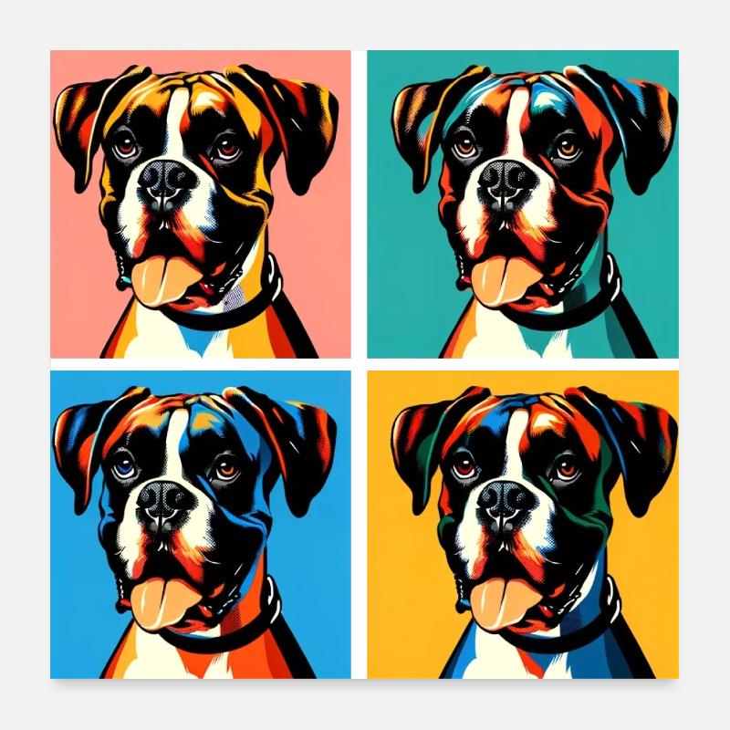 Pop Boxer Dog Portrait - Pet Portrait Poster 24" x 24" (60x60 cm)