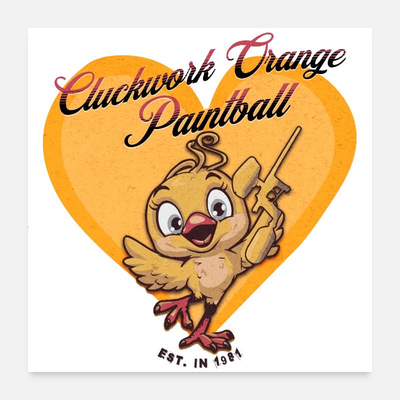 Paintball poussin, cluckwork orage, jeux de paintball Poster 60 x 60 cm