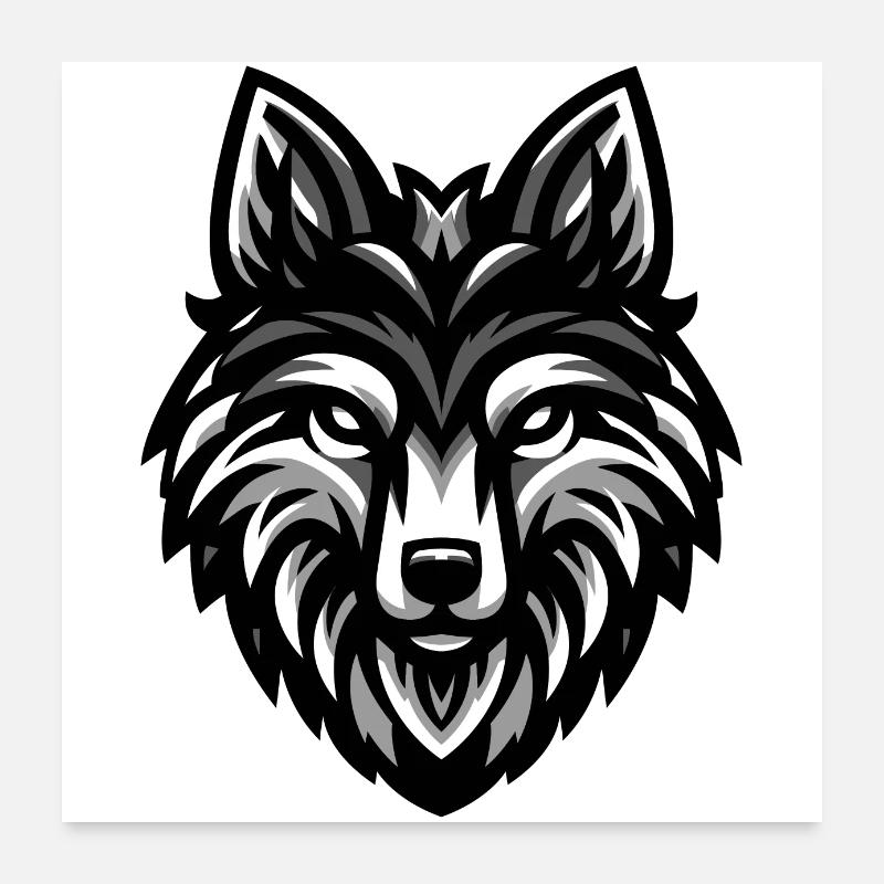 Gray Wolf Head Design Poster 24" x 24" (60x60 cm)